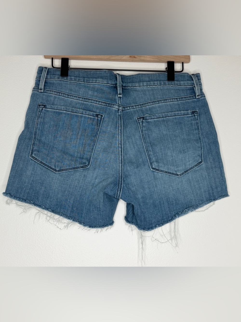 Frame Blue Denim Shorts LE CUTOFF Size 27 Pockets Casual Classic Jeans Stretch